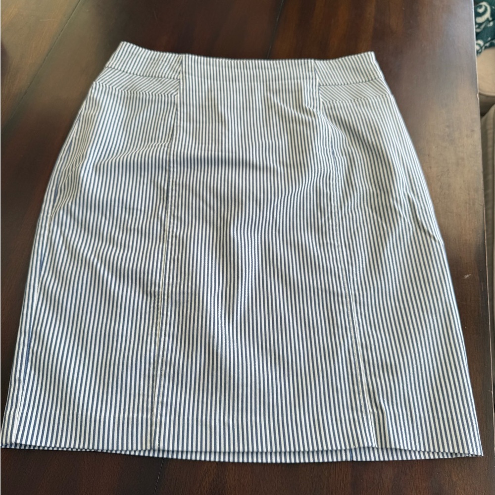 Tribal White and Blue Pencil Skirt Knee-Length Work